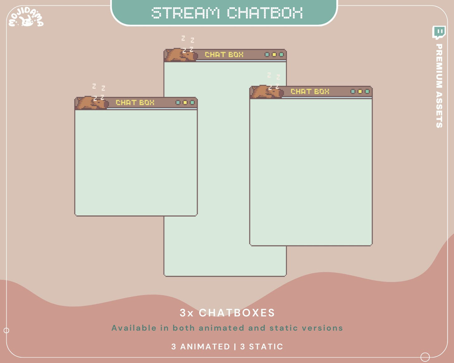 Our Stream Pack offers a unique Lofi Twitch Animation Overlay Capybara that will make your stream stand out.