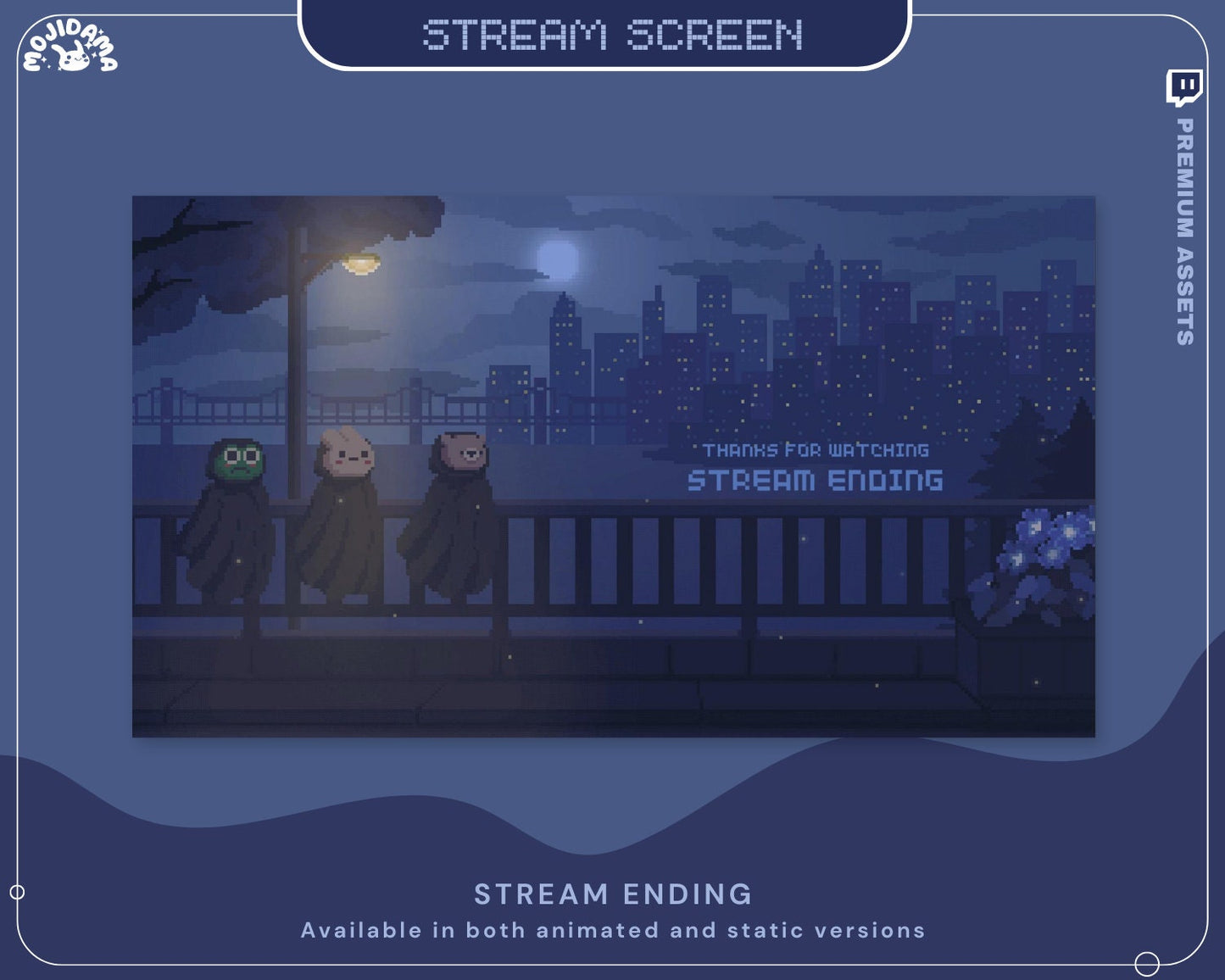 Ghost Twitch Screen Animation Overlay Bunny Frog Bear Lofi Stream Aesthetic Scene Animated Overlay Streamer Just Chatting Vtuber