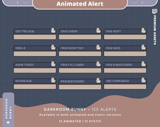 Bunny Twitch Alert Animation Lofi Aesthetic Stream Overlay Streamlabs Obs Studio Cozy Animated Cute Streaming Kick Youtube Vtuber Chatting