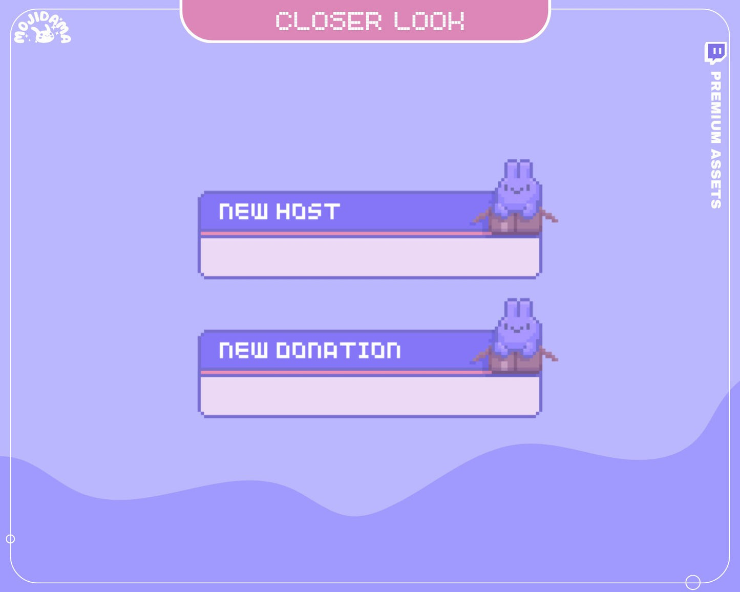 Purple Bunny Twitch Alert Overlay: Animated Lofi Stream Package (Digital Download)
