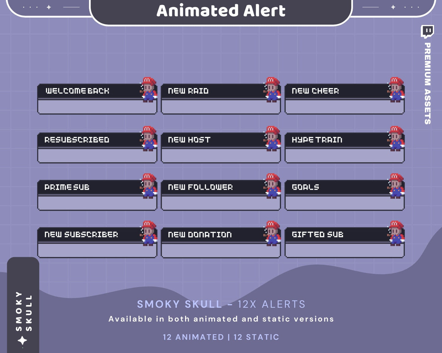 Skull Ghost Twitch Alerts: Lofi Animated Stream Overlay (Digital Download)