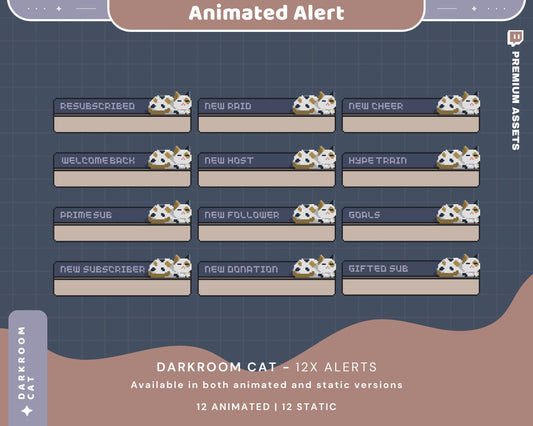 Cat Twitch Alert Stream Overlay Vtuber Lofi Room Aesthetic Kitty Animation Streamlabs Obs Studio Cozy Animated Cute Streaming Kick Youtube
