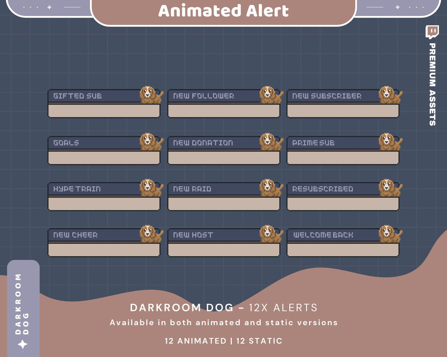 Lofi Beagle Stream Alerts: Animated Twitch Overlay (Digital Download)