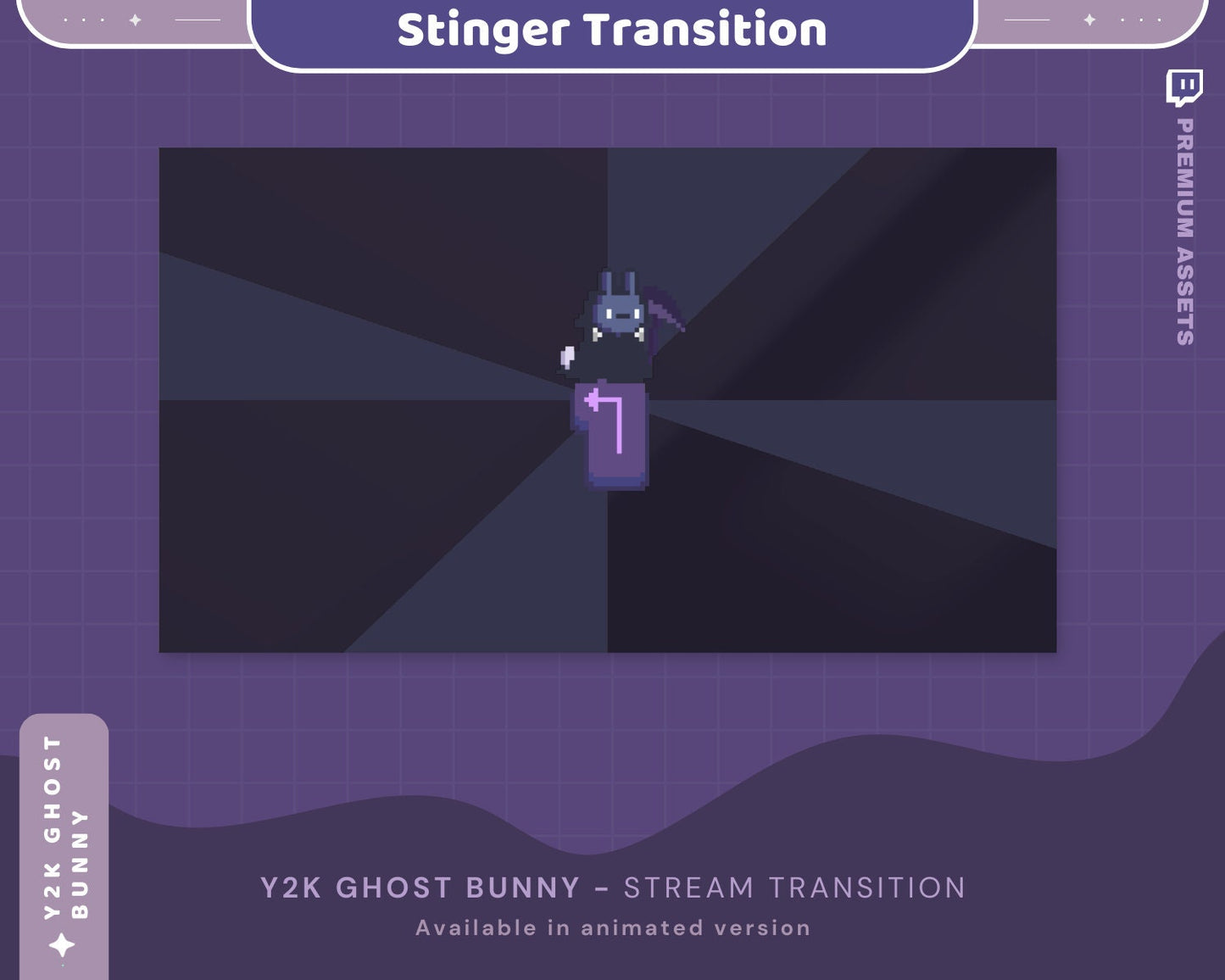 Ghost Bunny Twitch Transition: Dark Purple Animated Stinger (Digital Download)