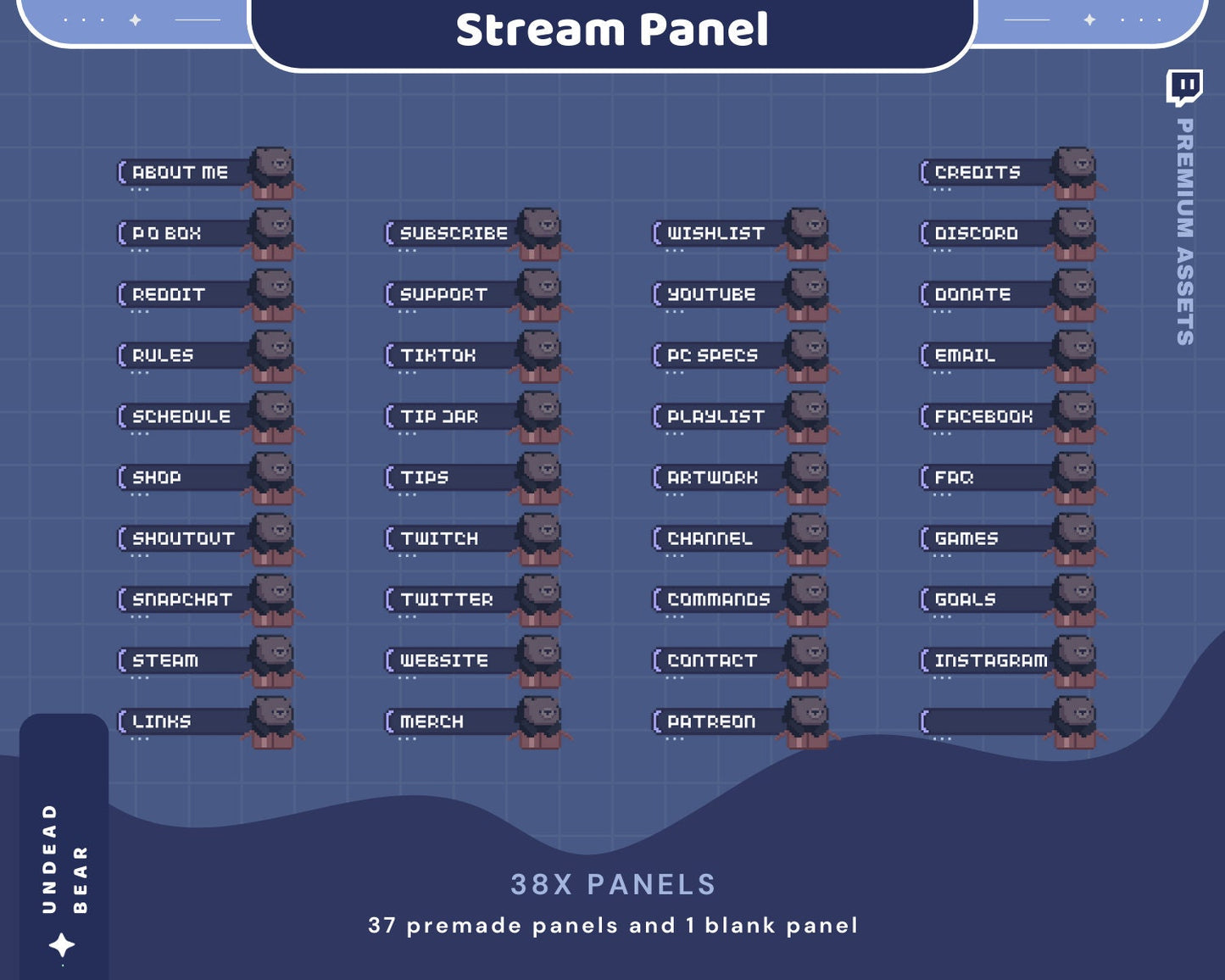Bear Twitch Stream Panels: Cute Lofi Halloween Ghost Overlay for OBS, Streamlabs, YouTube, Kick & Vtuber
