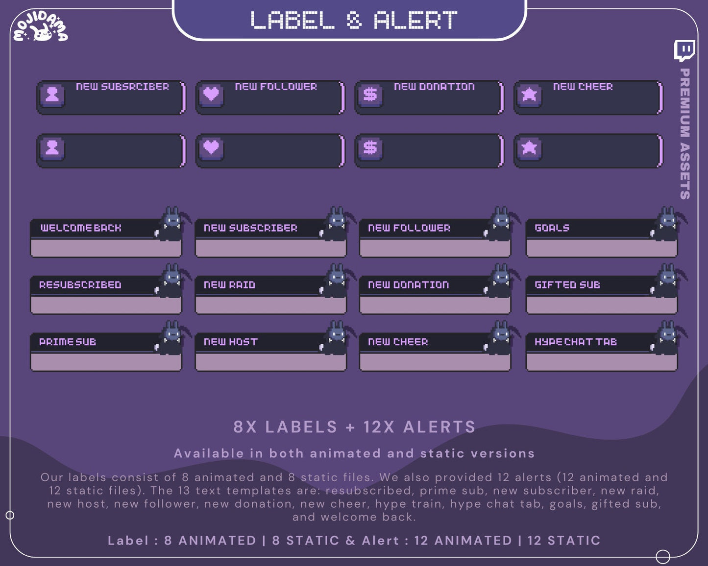 The Full Package includes a variety of overlays featuring bunny and cat designs in dark purple.