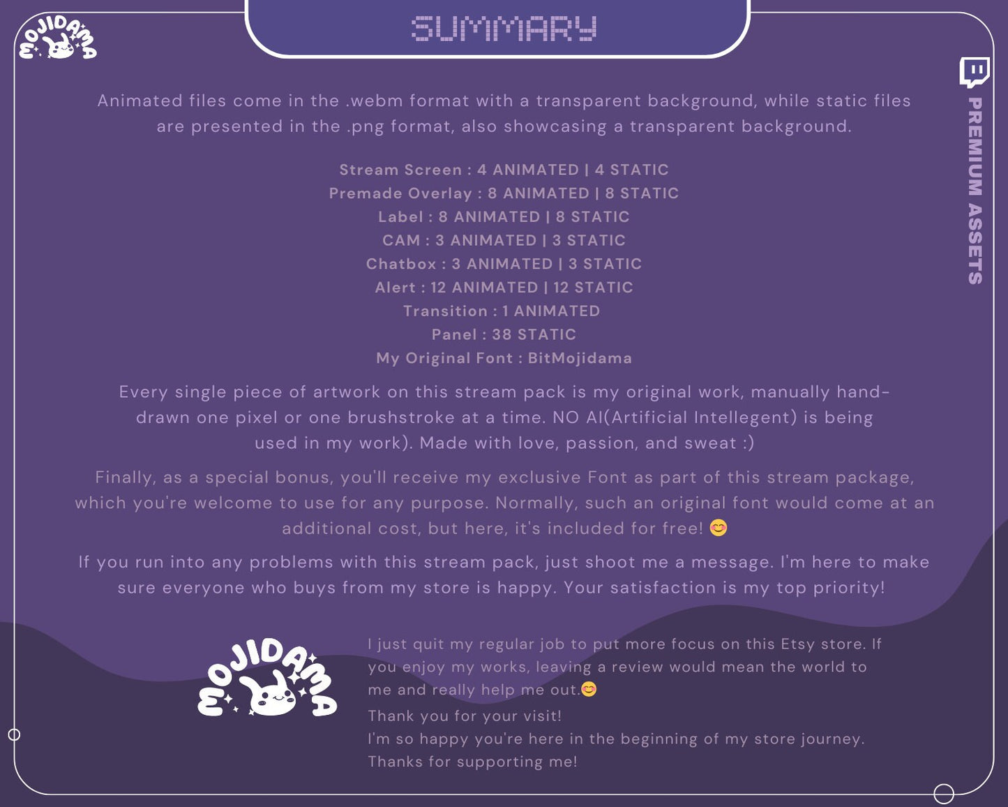 The Full Package offers dark purple overlays that add a cozy and spooky vibe to your Vtuber streaming experience.