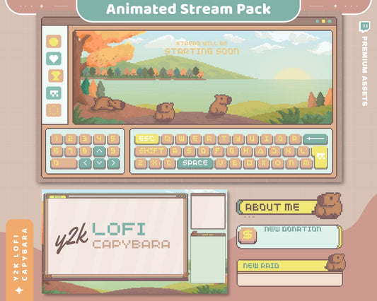 The Lofi Twitch Animation Overlay Capybara is the ultimate Stream Pack for creating a cozy and aesthetic streaming experience.