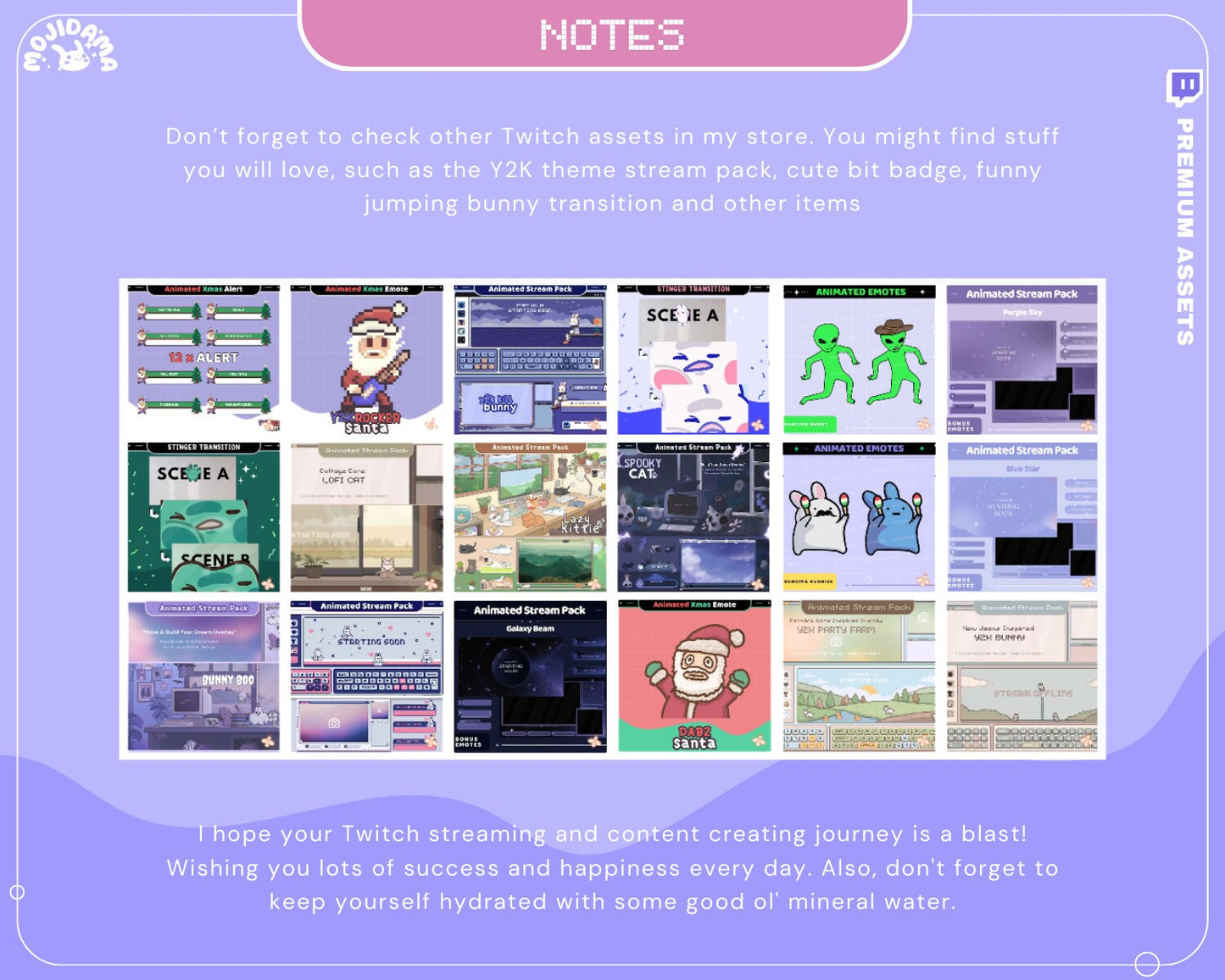 Purple Bunny Twitch Alert Overlay: Animated Lofi Stream Package (Digital Download)