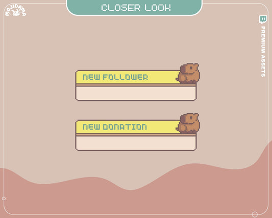 Capybara Neon Stream Alerts: Animated Twitch Overlay (12x)