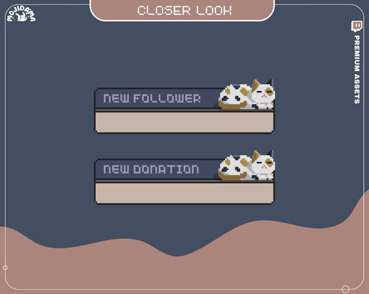 Cat Twitch Alert Stream Overlay Vtuber Lofi Room Aesthetic Kitty Animation Streamlabs Obs Studio Cozy Animated Cute Streaming Kick Youtube