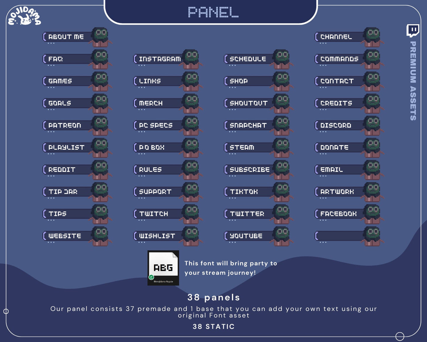 Frog Twitch Stream Panels: Lofi Ghost Theme, 38 Static .PNG Overlays