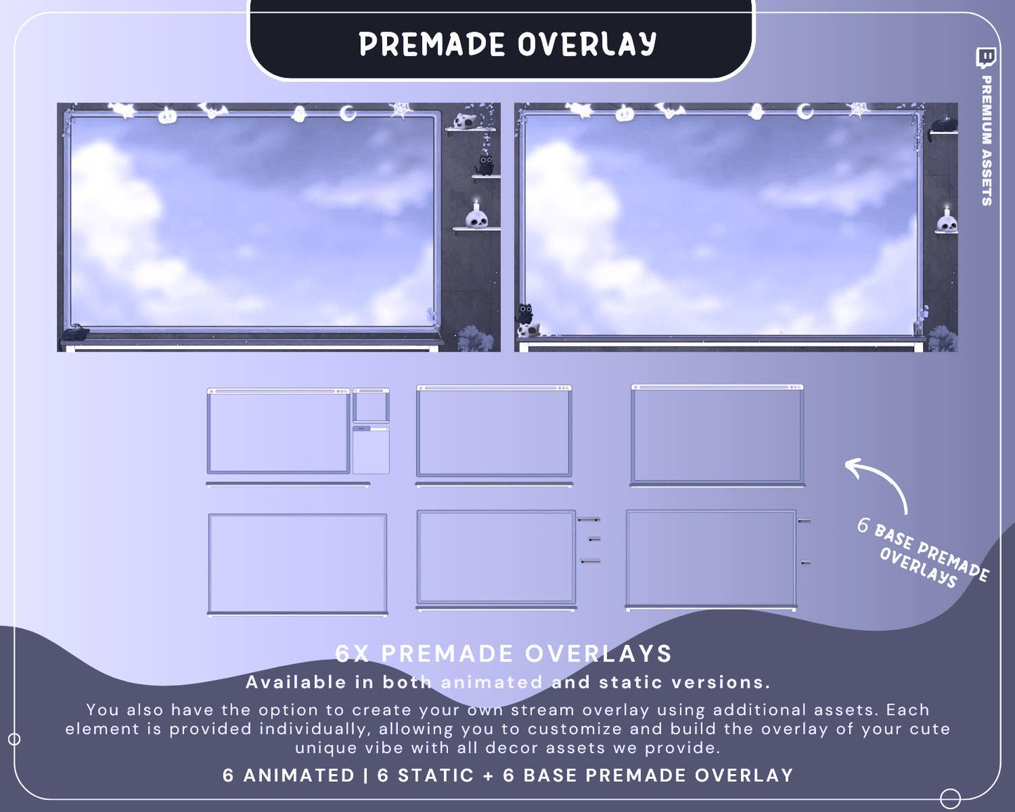 Halloween Twitch Overlay Pack Cat Stream Vtuber Animation Overlaye Kitty Cute Spooky Full Streaming Package Obs Streamlabs Lofi Aesthetic
