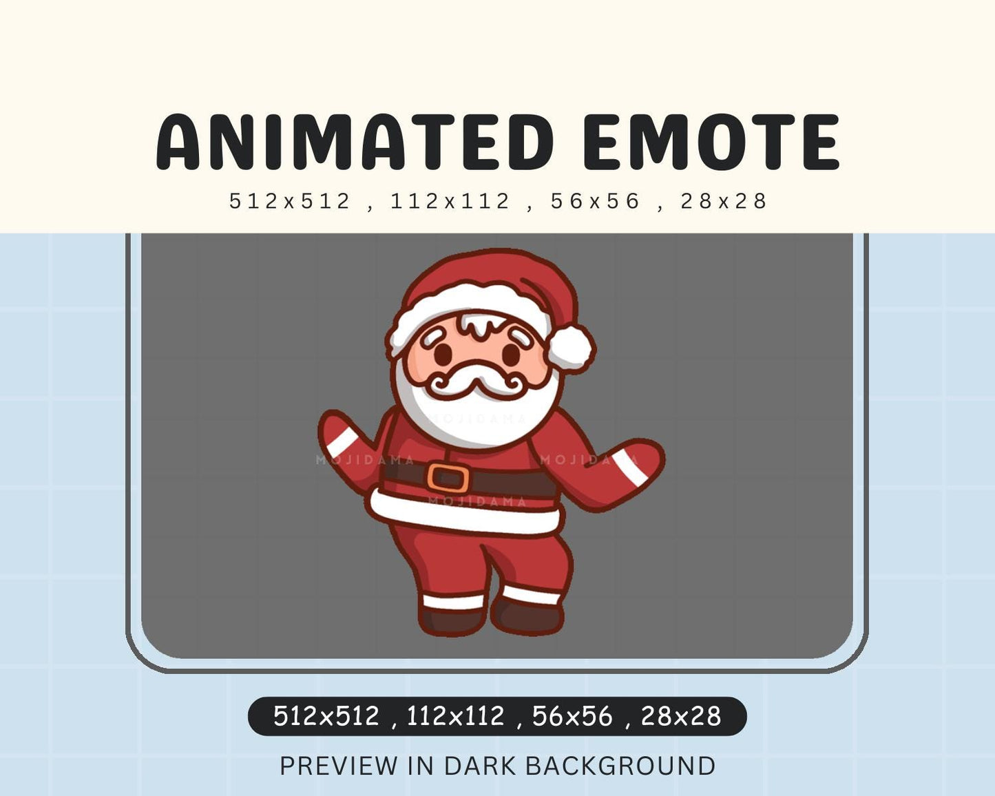Dancing Santa Animated Emote: Kawaii Chibi Xmas Streamer (Digital Download)