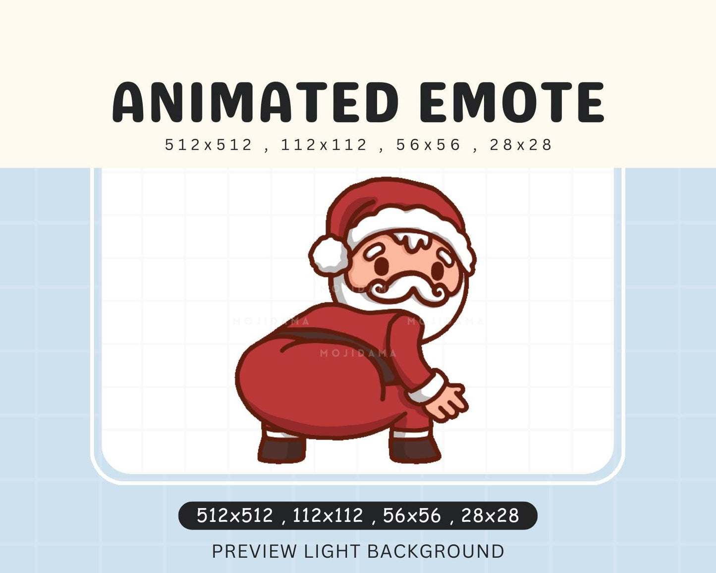 Twerk Santa Animated Emote: Kawaii Christmas Twitch, Kick, Discord (Digital Download)