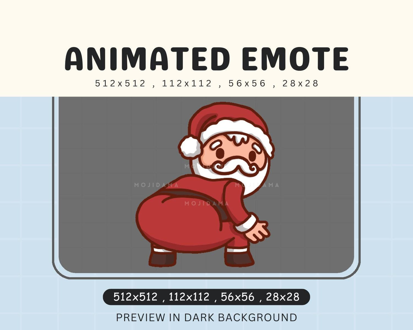 Twerk Santa Animated Emote: Kawaii Christmas Twitch, Kick, Discord (Digital Download)