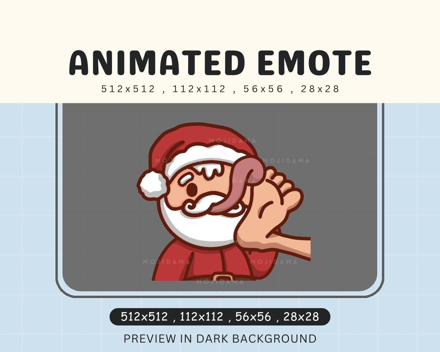 Funny Santa Foot Lick Animated Emote: Christmas Twitch, Kick, Discord (Digital Download)