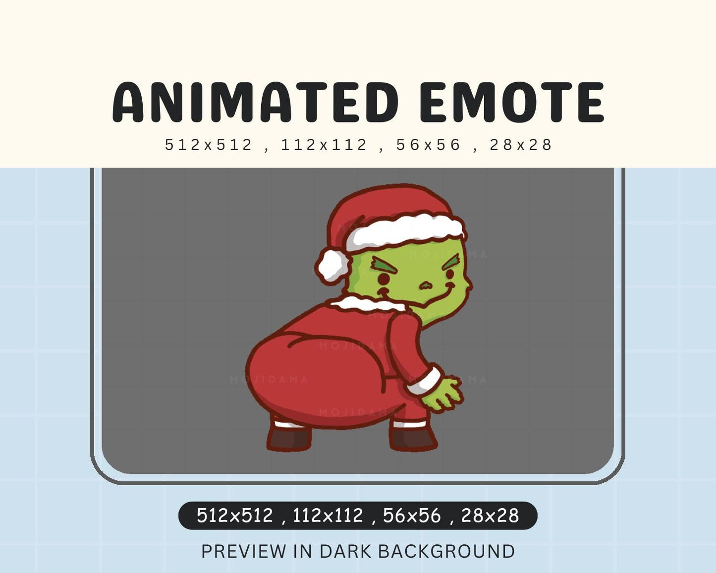 Grinch Christmas Twerk Animated Emote: Chibi Xmas Vtuber (Digital Download)