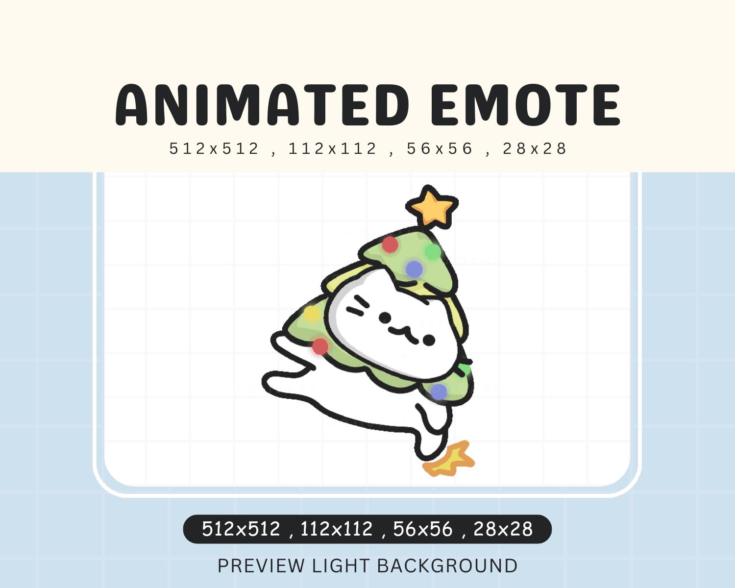 Dancing Cat Christmas Emote: Kawaii Chibi Animated Xmas Tree (Digital Download)