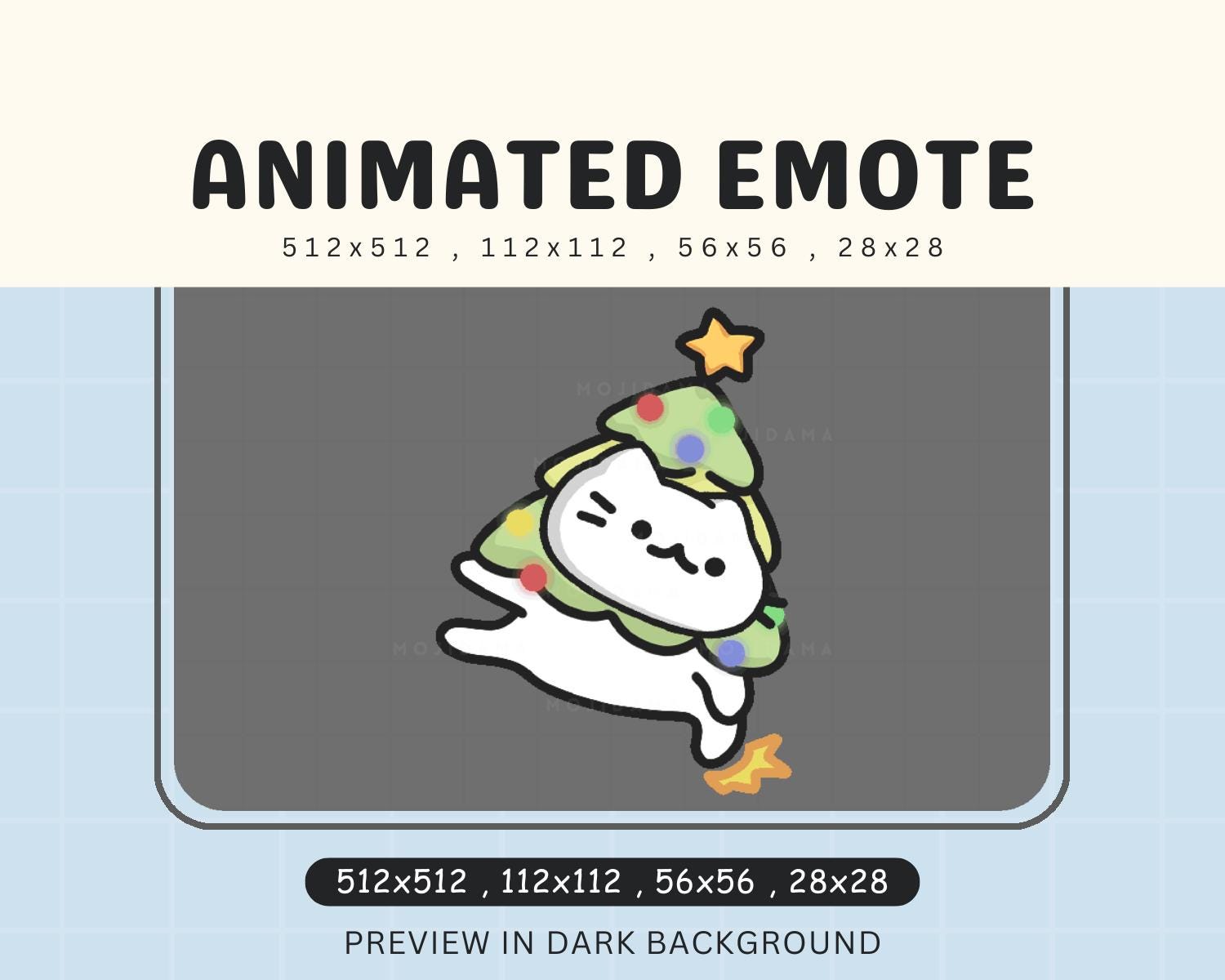 Dancing Cat Christmas Emote: Kawaii Chibi Animated Xmas Tree (Digital Download)