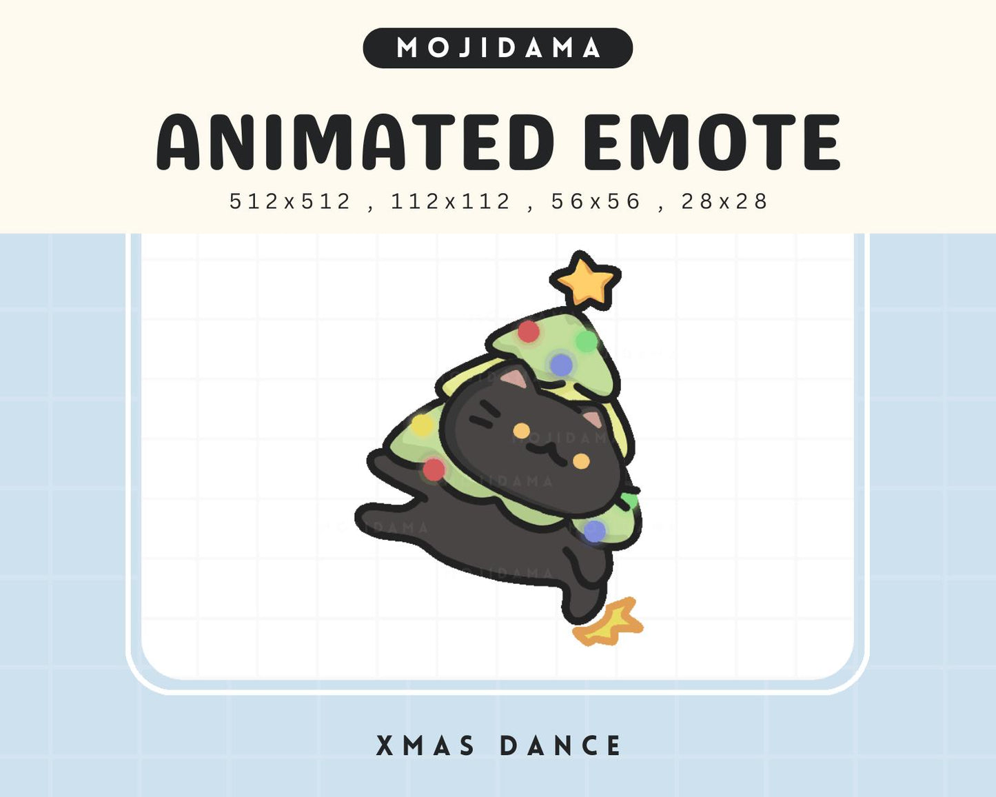 Christmas Cat Animated Twitch Emote: Kawaii Xmas Tree (Digital Download)