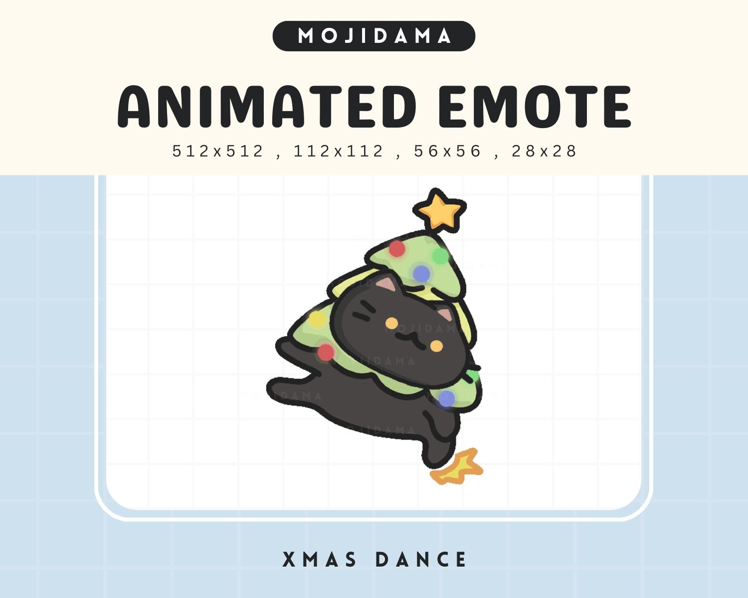 Christmas Cat Animated Twitch Emote: Kawaii Xmas Tree (Digital Download)