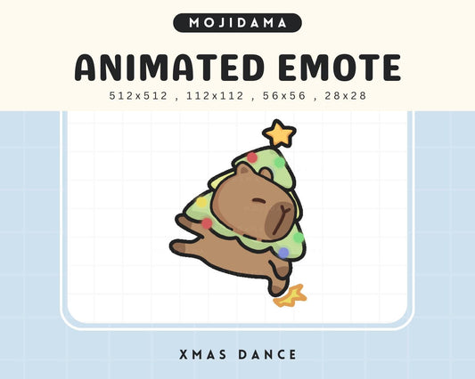 Animated Christmas Capybara Emote: Chibi Santa (Digital Download)