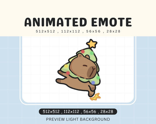Animated Christmas Capybara Emote: Chibi Santa (Digital Download)