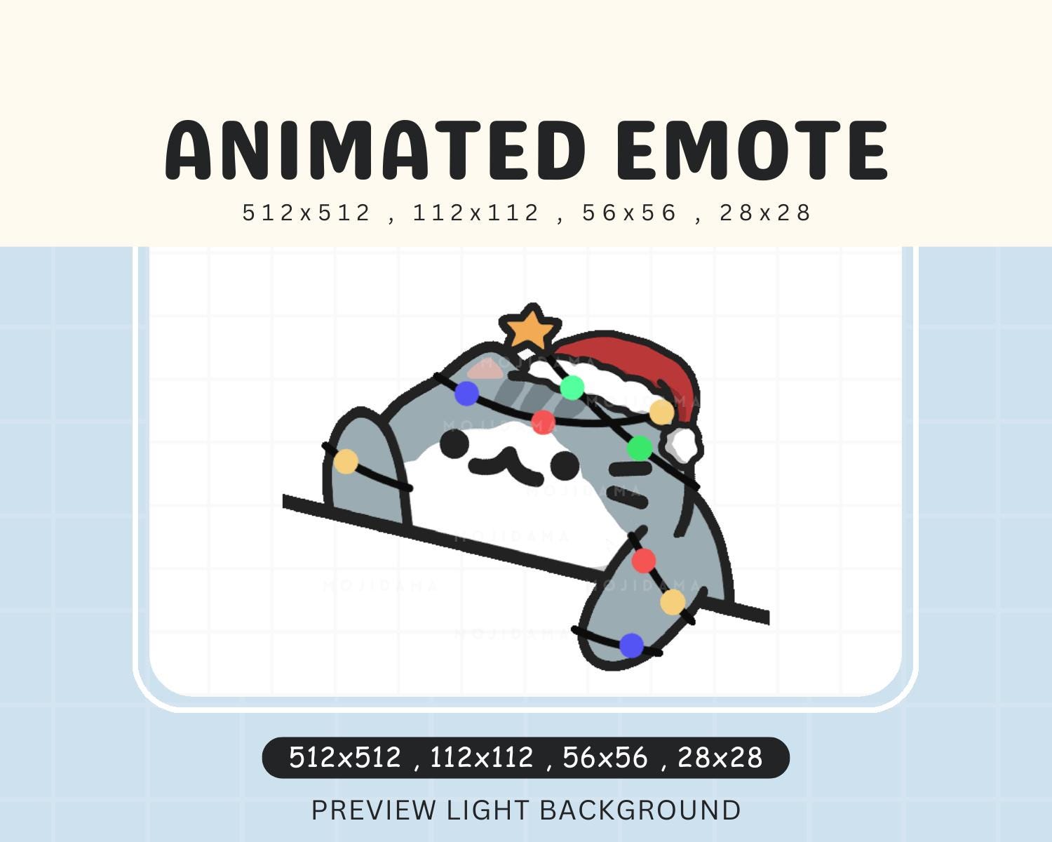 Bongo Grey Kitty Christmas Animated Xmas Kawaii Emote
