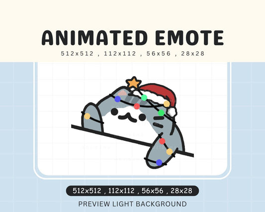 Bongo Grey Kitty Christmas Animated Xmas Kawaii Emote