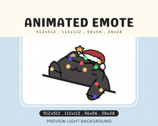 Animation Black Bongo Kitty Meow Christmas Xmas Kawaii Emote