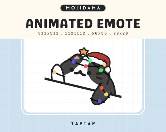 Christmas Bongo Cat Animated Emote: Kawaii Chibi Vtuber (Digital Download)