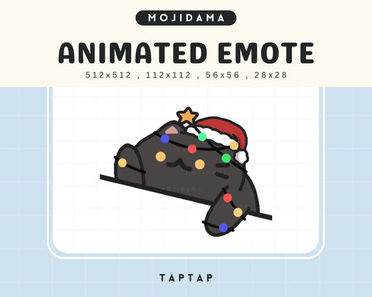 Christmas Bongo Cat Animated Twitch Emote: Kawaii Vtuber Xmas (Digital File)