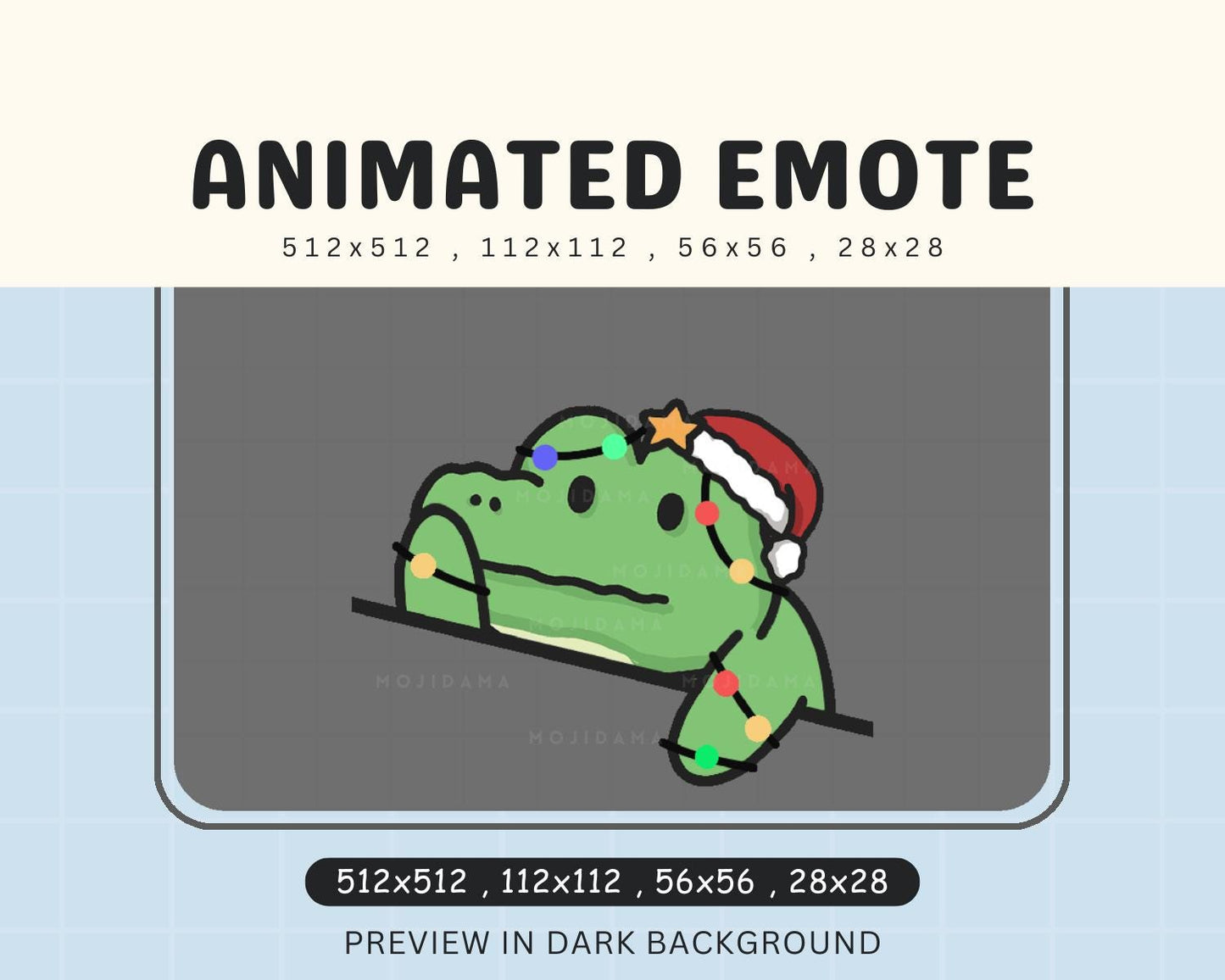Crocodile Emotes Animation Twitch Cute Santa Christmas Gator Bongo Cat Chibi Animated Xmas Kawaii Emote Vtuber Streaming Youtube Discord