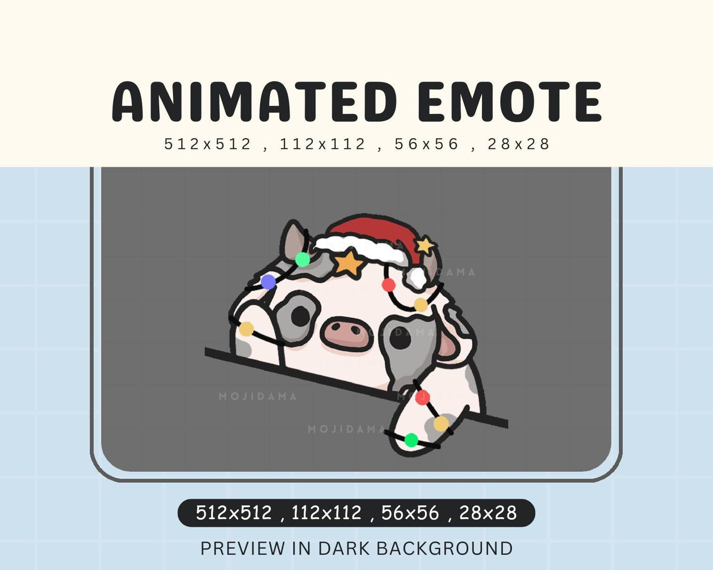 Highland Cow Christmas Emote: Bongo Cat, Animated Xmas Vtuber (Digital Download)