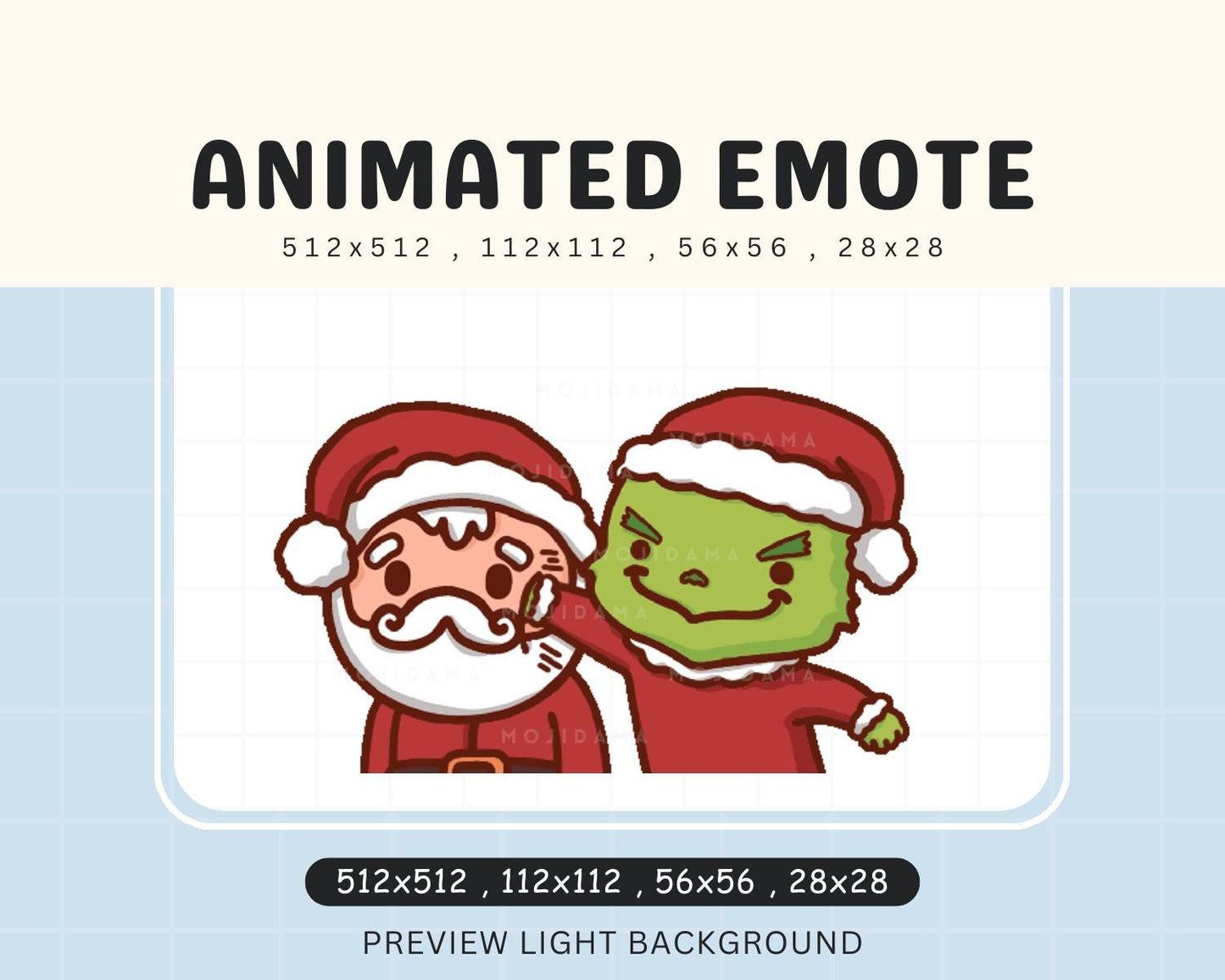 Grinch Santa Twitch Emotes Animation Punching Chibi Christmas Animated Grinchmas Santa Xmas Kawaii Emote Vtuber Streamer OBS Emot Youtube