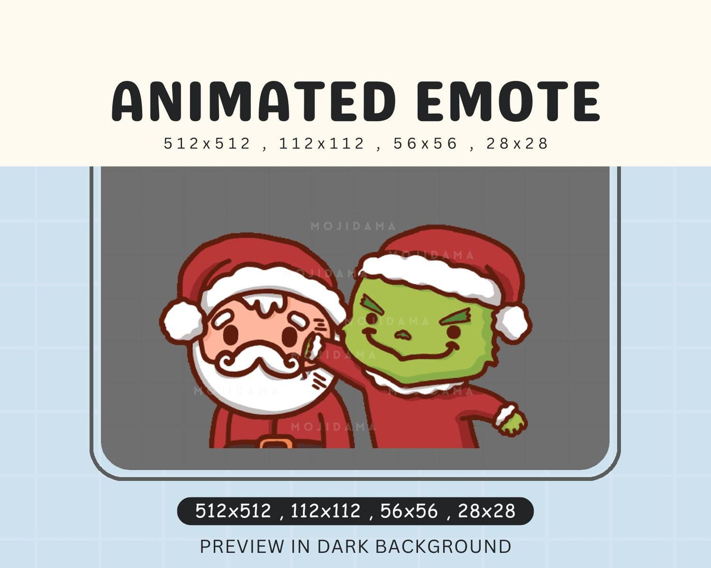 Grinch Santa Twitch Emotes Animation Punching Chibi Christmas Animated Grinchmas Santa Xmas Kawaii Emote Vtuber Streamer OBS Emot Youtube