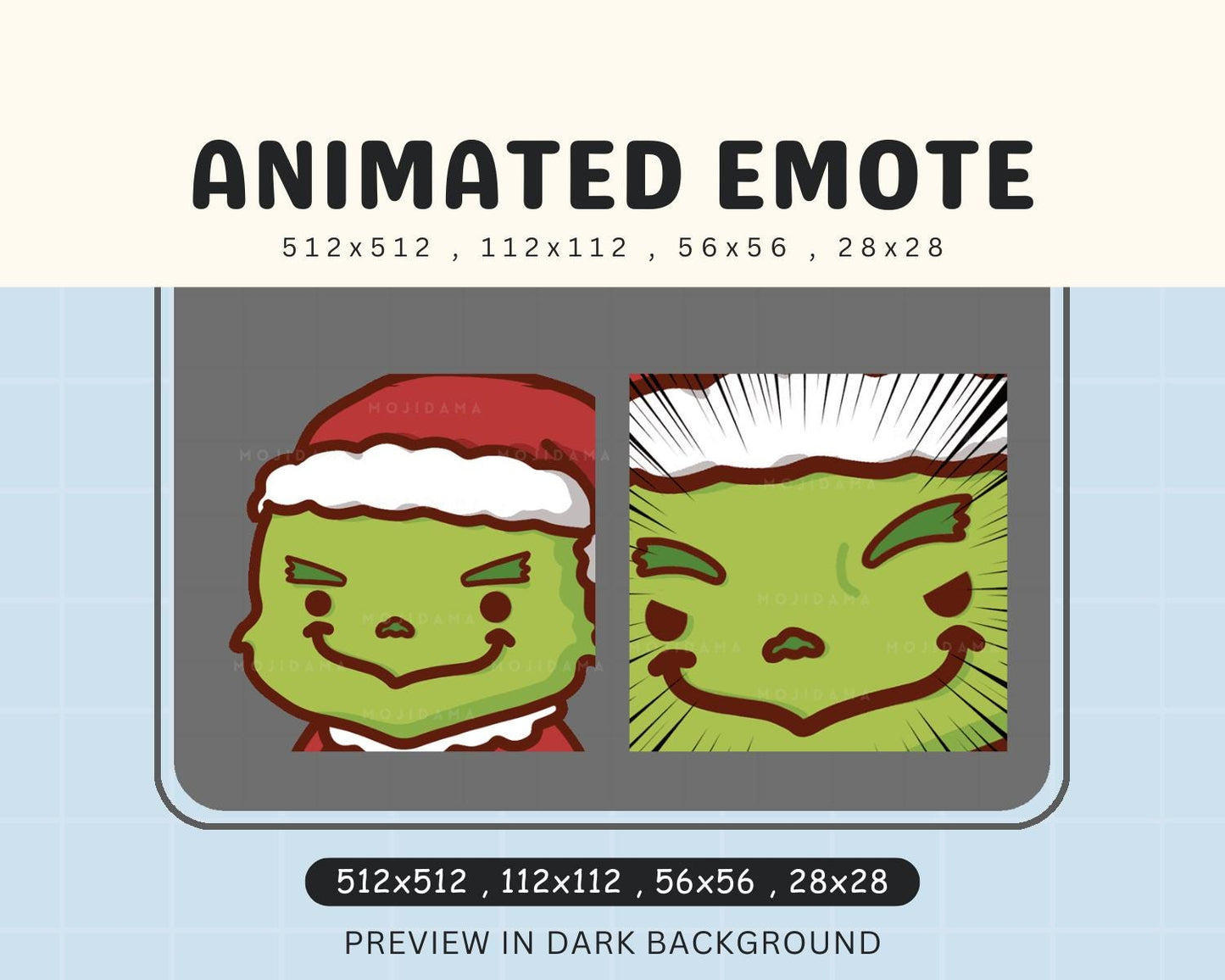Animated Grinch Wink Emote: Christmas Streamer Vtuber (Digital Download)