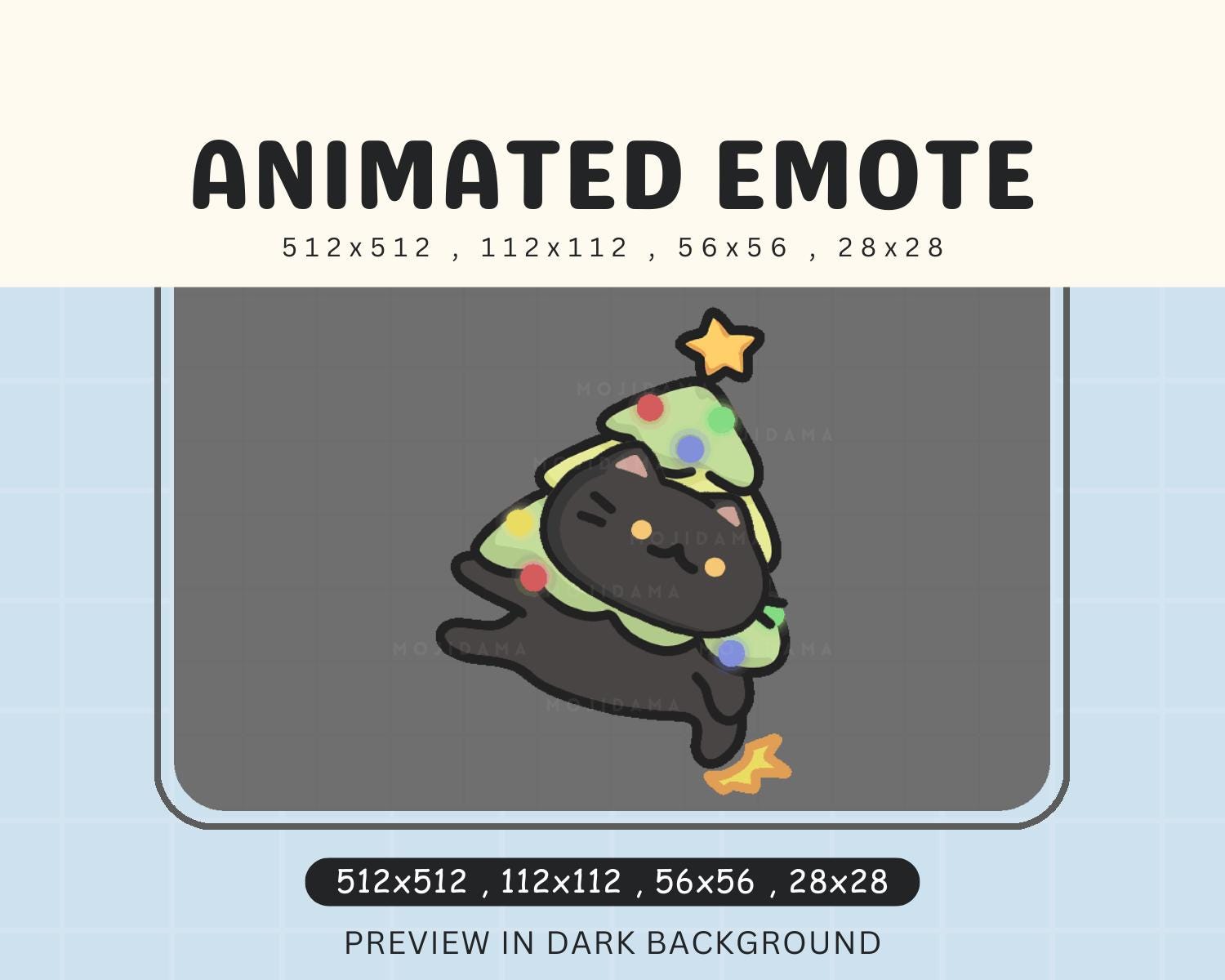 Christmas Cat Animated Twitch Emote: Kawaii Xmas Tree (Digital Download)