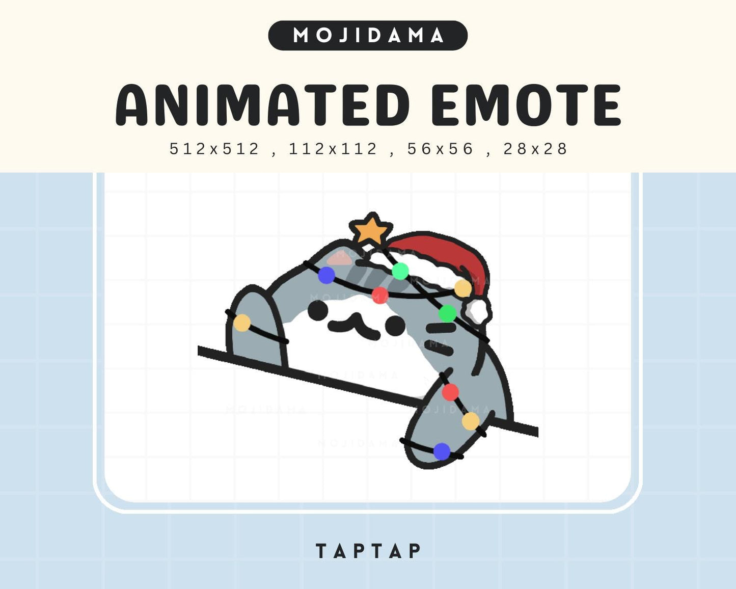 Christmas Cat Bongo Animated Twitch Emote: Kawaii Chibi Vtuber (Digital File)
