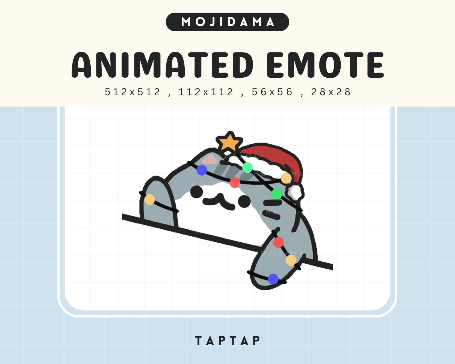 Christmas Cat Bongo Animated Twitch Emote: Kawaii Chibi Vtuber (Digital File)