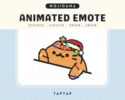 Christmas Cat Bongo Animated Emote: Kawaii Chibi Vtuber (Digital Download)