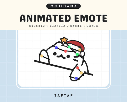 Christmas Cat Bongo Animated Twitch Emote: Kawaii Xmas Vtuber (Digital Download)