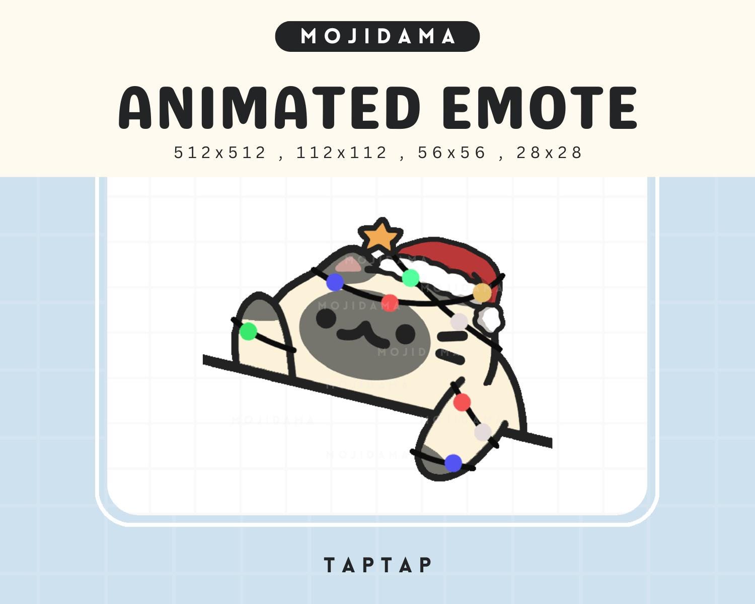 Christmas Siamese Cat Bongo Emote: Animated Kawaii Chibi (Digital Download)
