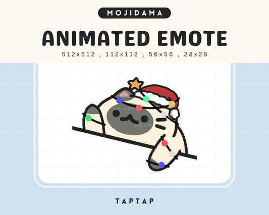 Christmas Siamese Cat Bongo Emote: Animated Kawaii Chibi (Digital Download)