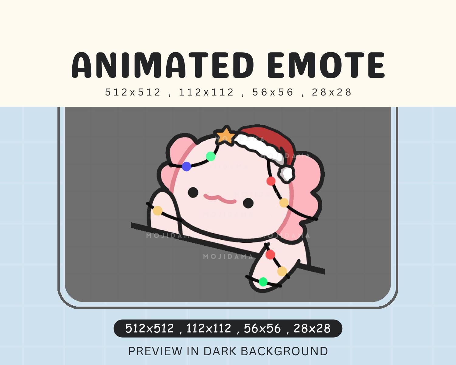 Christmas Axolotl Emote: Pink Bongo Cat Animated Xmas Vtuber (Digital Download)