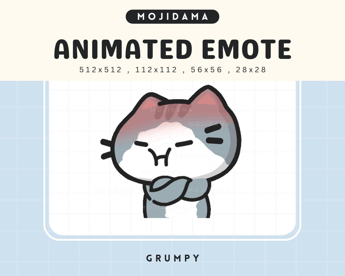 Grey Cat Twitch Emotes Animation Grumpy Kitty