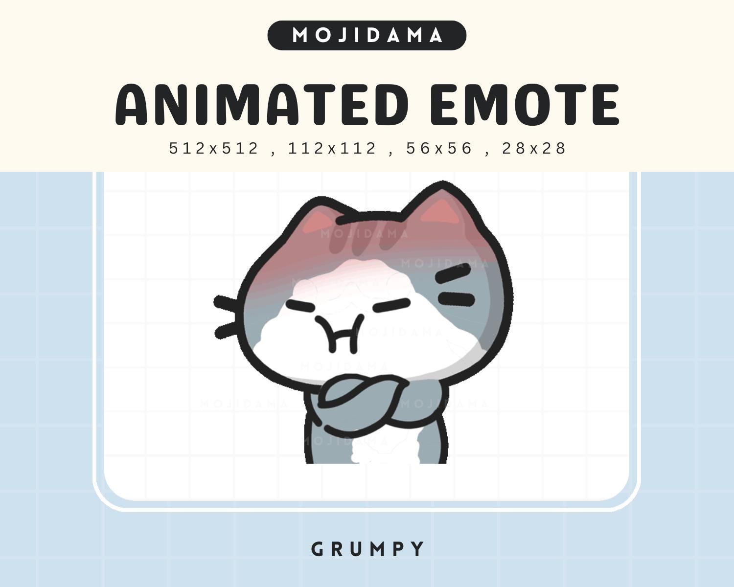 Grey Cat Twitch Emotes Animation Grumpy Kitty