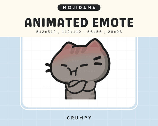 Grey Cat Emotes Twitch Animation Grumpy Kitty