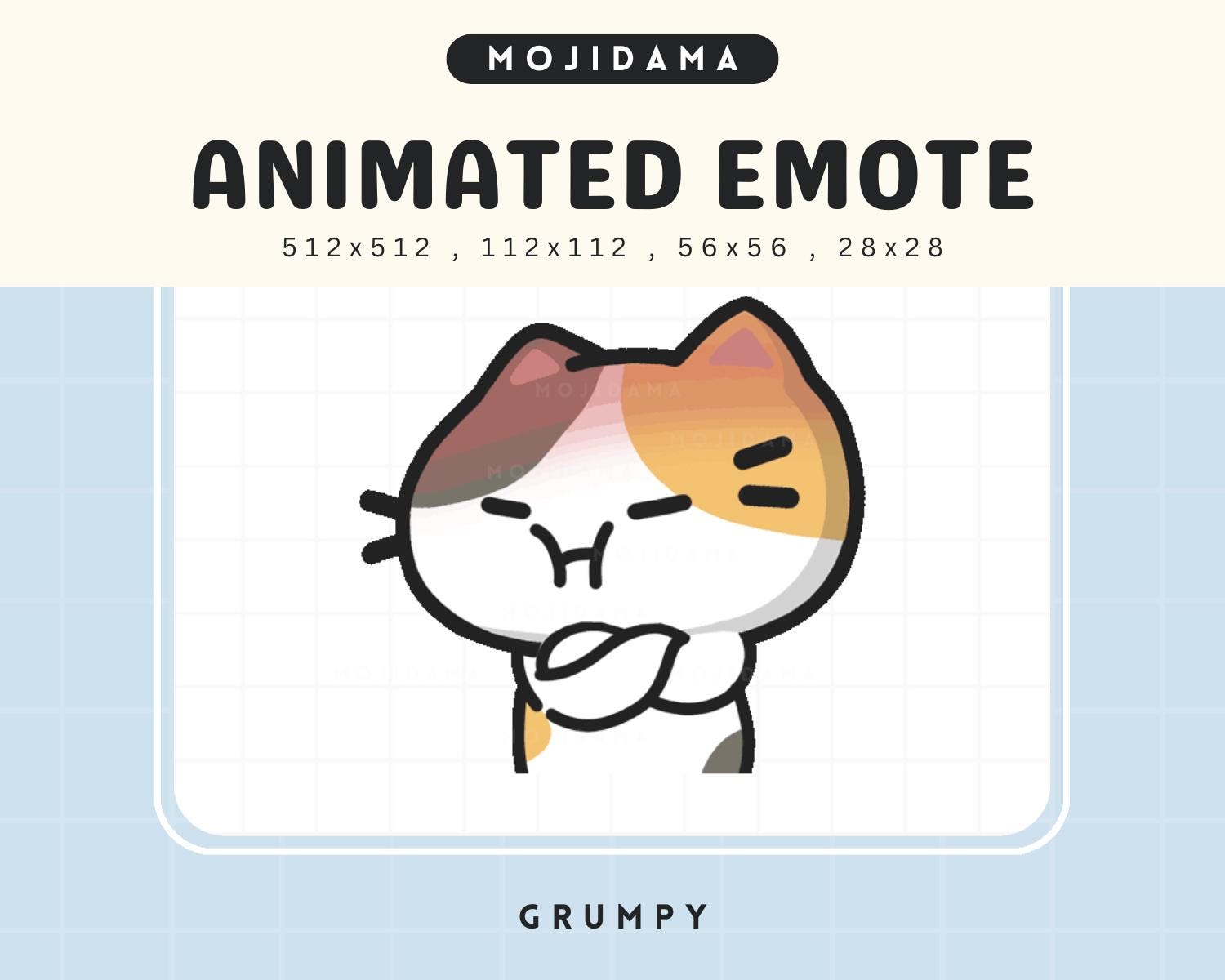 Cat Grumpy Emotes Twitch Animation Orange Black White
